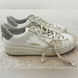 Golden Goose Pure Star White and Silver Sneakers